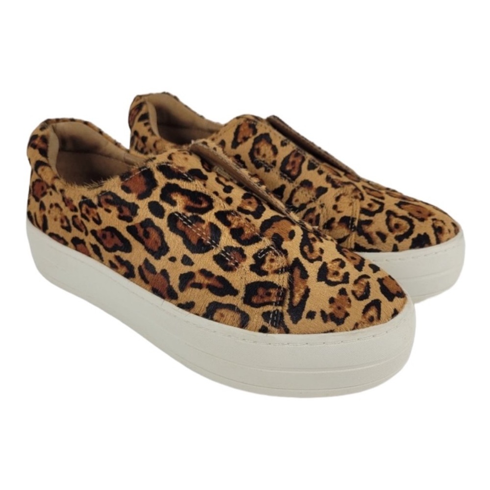 J/SLIDES Leopard-Print Platform Slip-On Sneakers in Tan, Black, Brown
